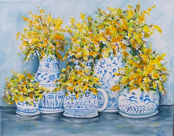 Blue Willoware Still Life Acrylic Painting Class