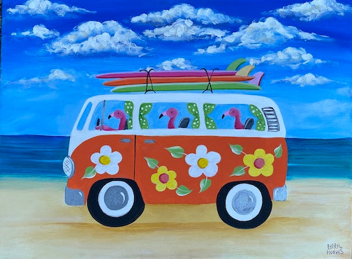 Flamingo Away Acrylic Painting Class