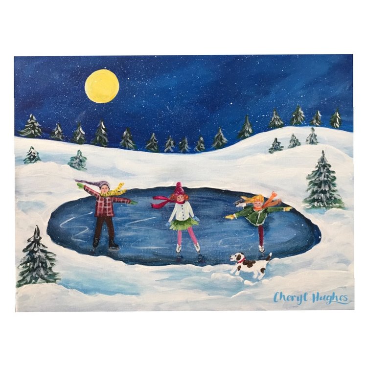 Moonlight Skating Acrylic Painting Class
