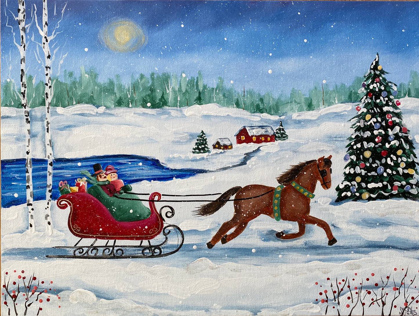 Let Sleigh Bells Ring Acrylic Painting Class
