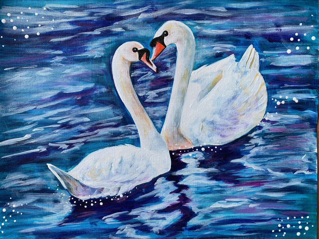Love Birds Swan Acrylic Painting Class