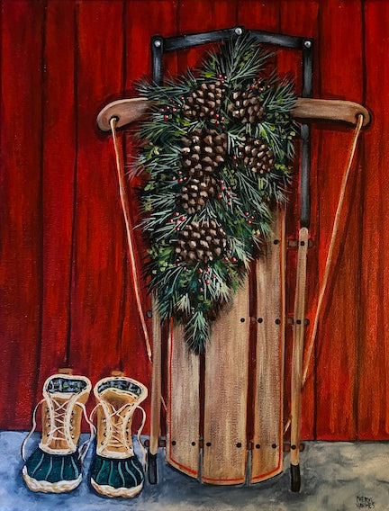 Winter Sled Acrylic Painting Class