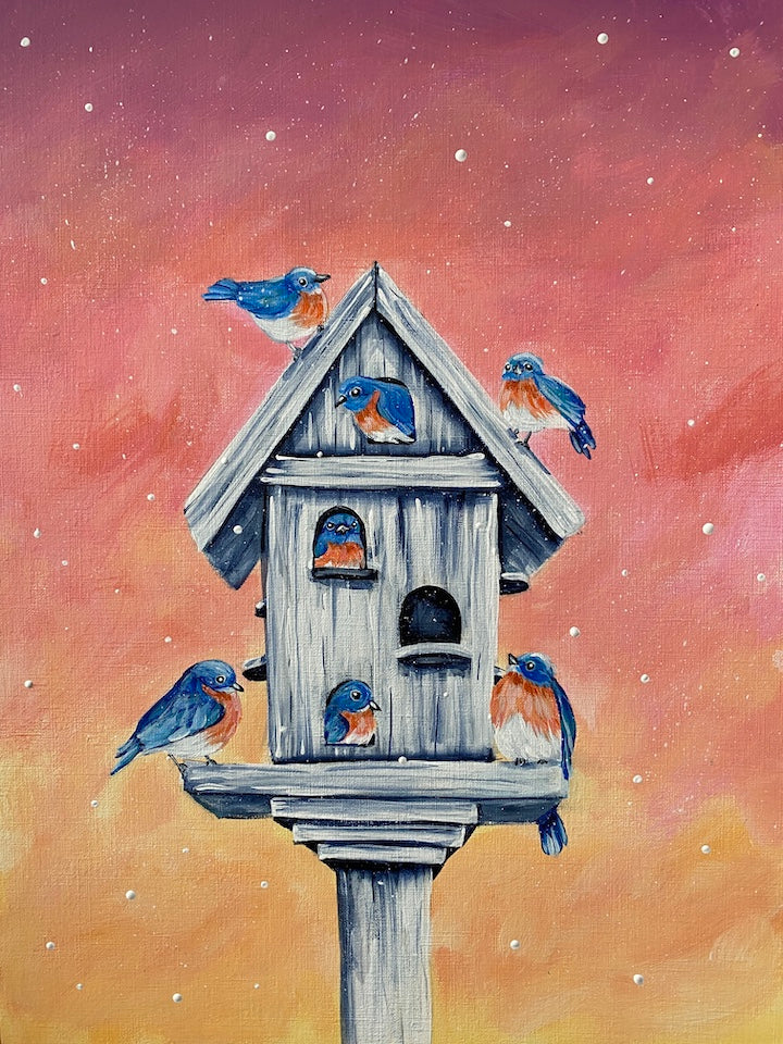 Bluebirds of Happiness Acrylic Painting Class