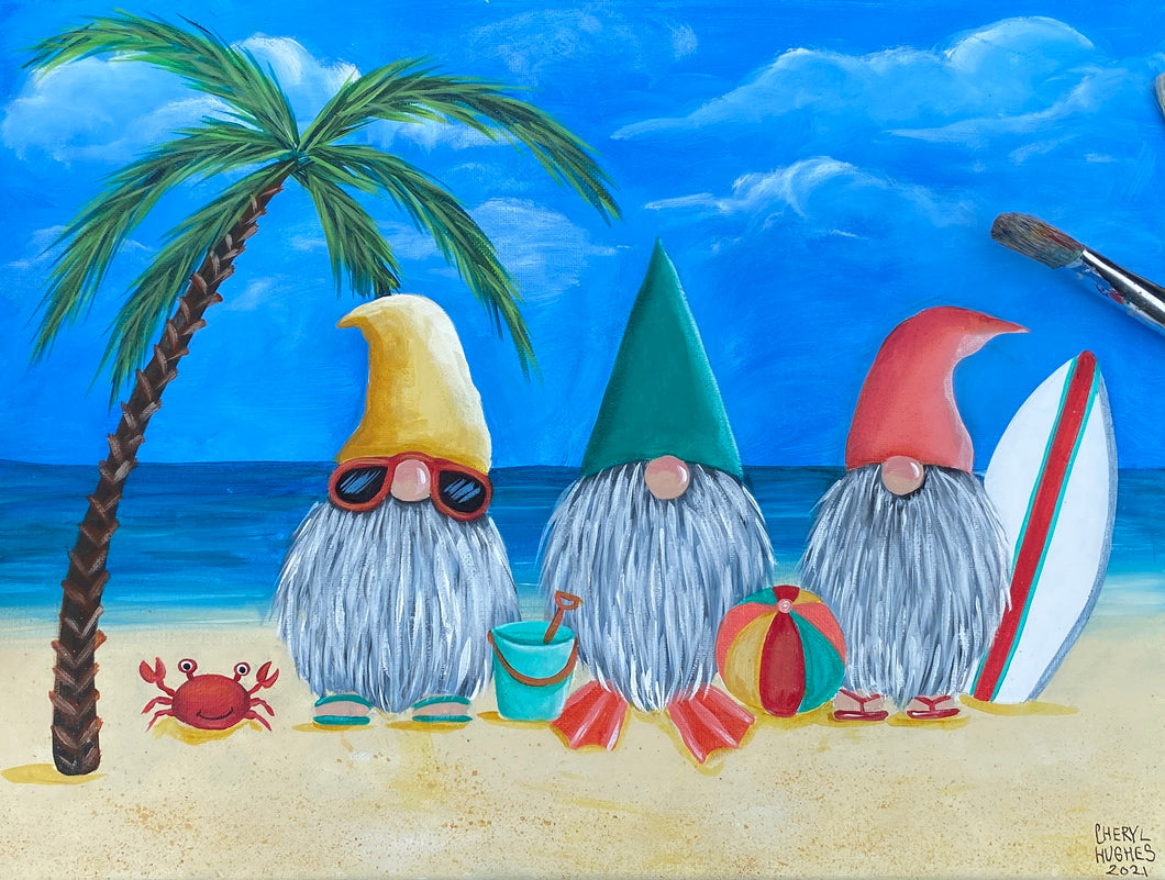 The Beach is my Second Gnome Acrylic Painting Class