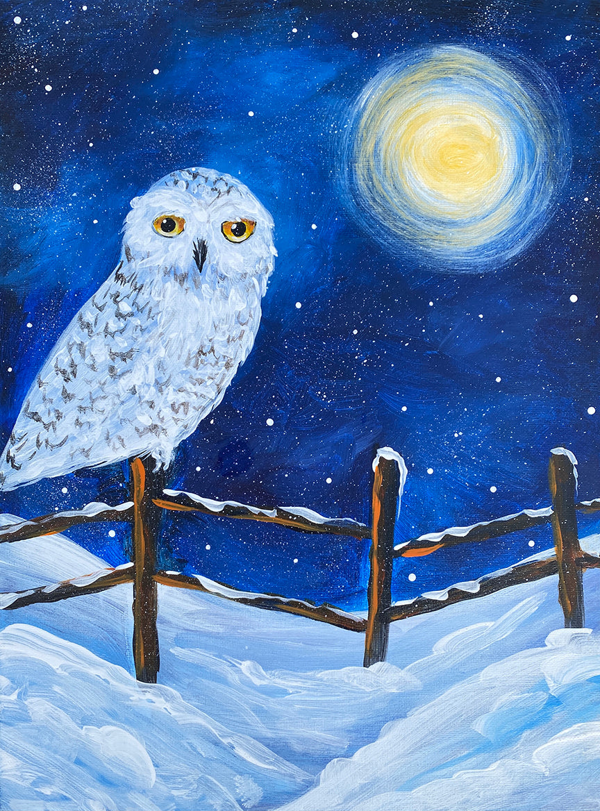 Snowy Owl Acrylic Painting Class