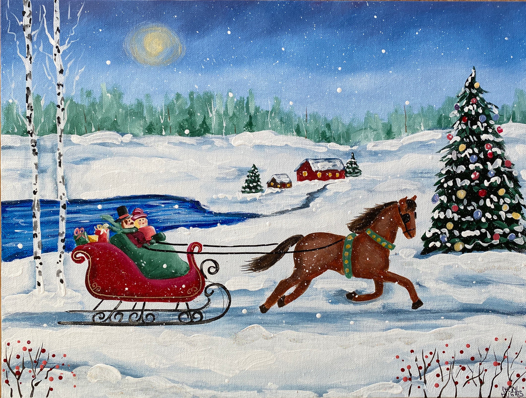 Let Sleigh Bells Ring  Acrylic Painting Class